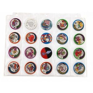 Vintage Slammer Whammers Pogs Milk Caps Lot of 20 w/ Collector Sleeve 1990s